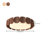 Natural Wood Petal Round LED Flush Mount Ceiling Light #size