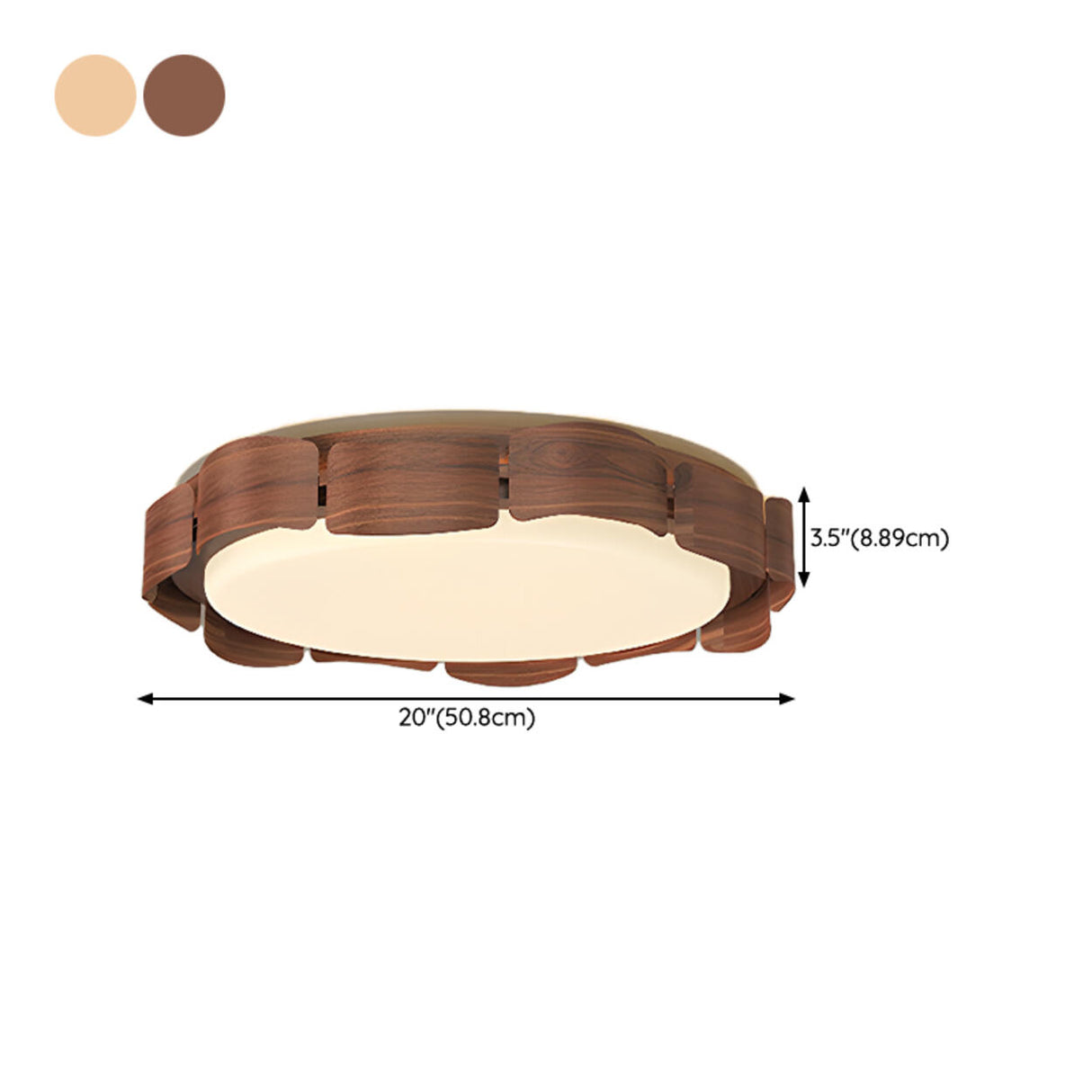 Natural Wood Petal Round LED Flush Mount Ceiling Light Image - 15