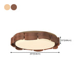 Natural Wood Petal Round LED Flush Mount Ceiling Light Image - 15