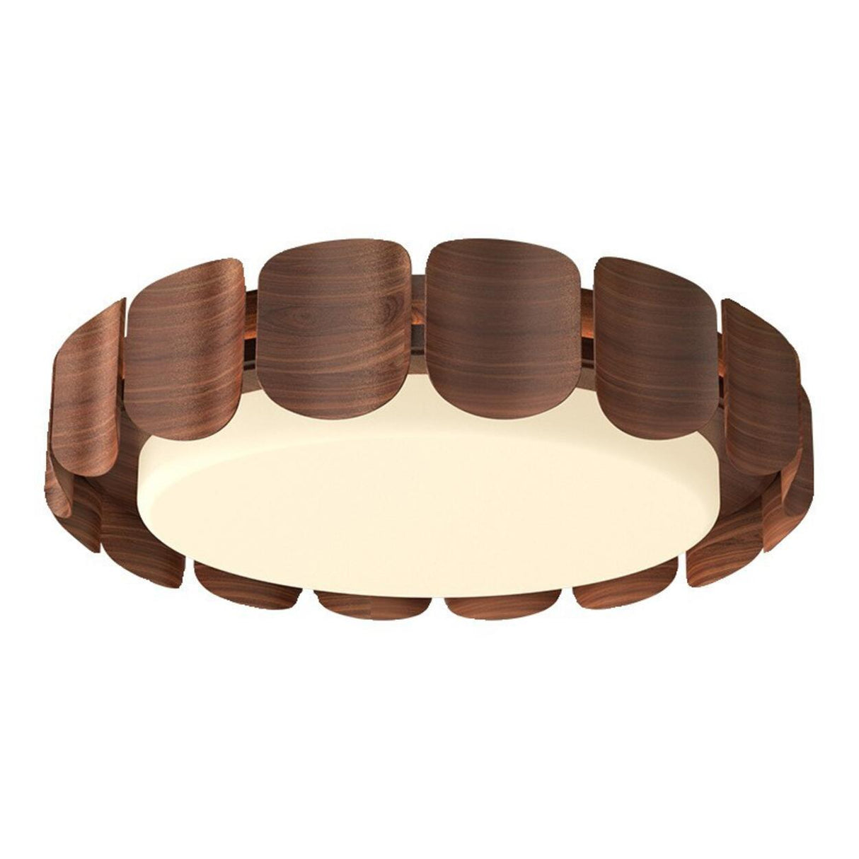 Natural Wood Petal Round LED Flush Mount Ceiling Light Image - 5
