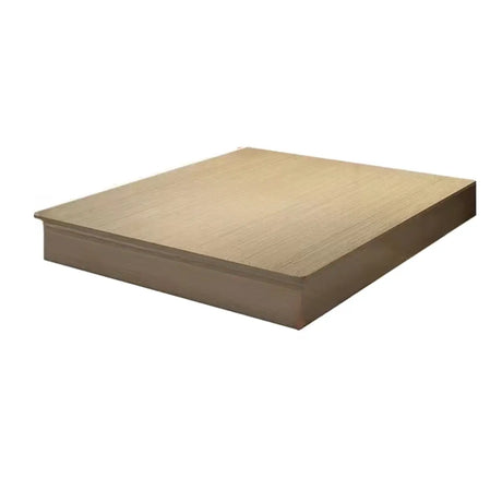 Natural Wood Queen Platform Minimalist Panel Bed Frame Image - 2