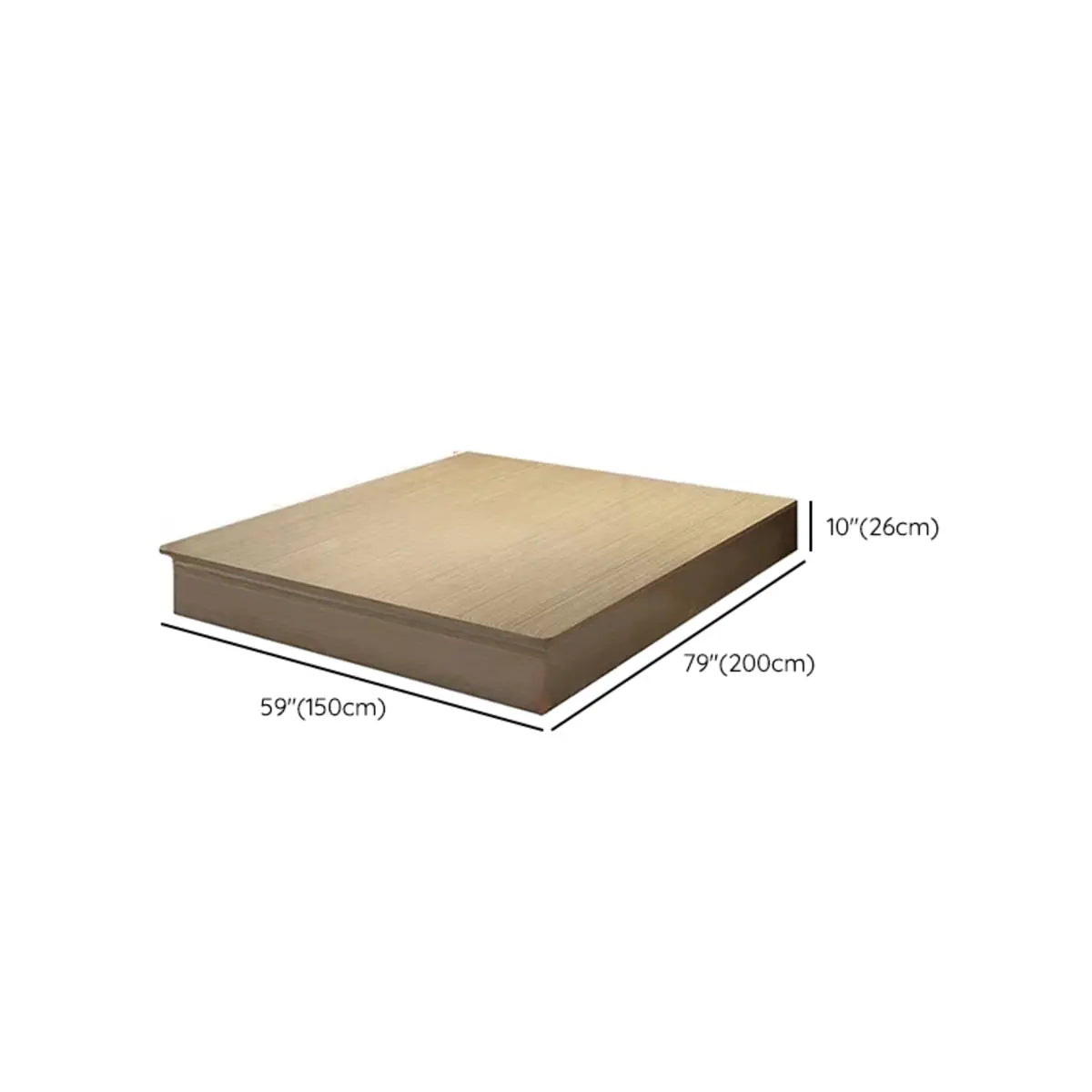 Natural Wood Queen Platform Minimalist Panel Bed Frame 