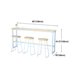 Natural Wood Rectangle Long Bar Table With Footrest Image - 20