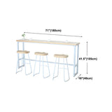 Natural Wood Rectangle Long Bar Table With Footrest Image - 22