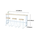 Natural Wood Rectangle Long Bar Table With Footrest Image - 27