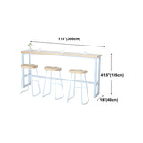 Natural Wood Rectangle Long Bar Table With Footrest Image - 28