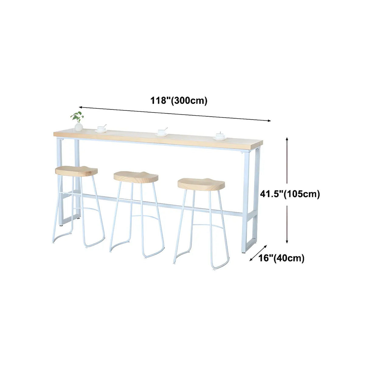 Natural Wood Rectangle Long Bar Table With Footrest Image - 28