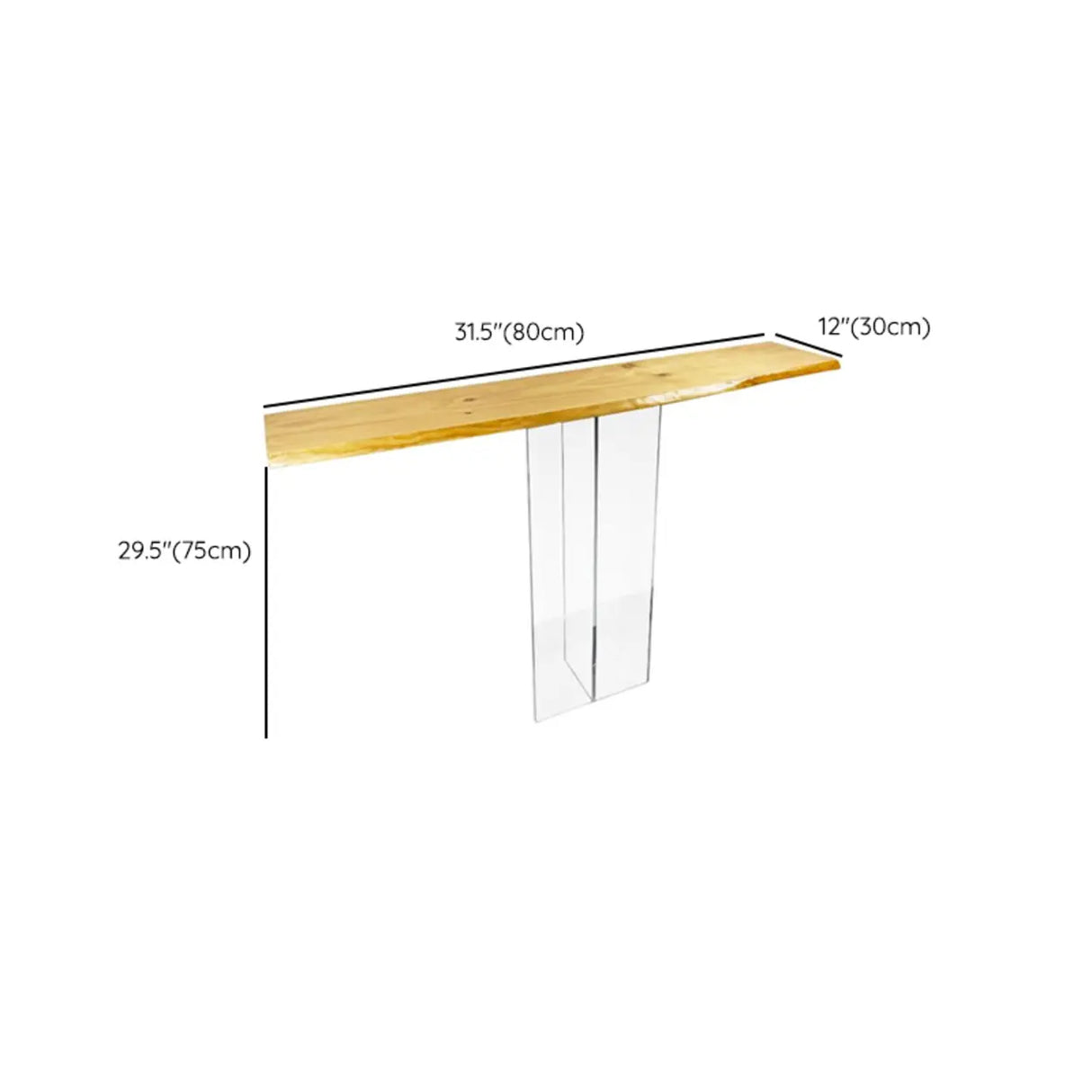 Natural Wood Rectangular Clear Acrylic Legs Console Table Image - 11