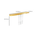 Natural Wood Rectangular Clear Acrylic Legs Console Table Image - 11