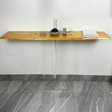 Natural Wood Rectangular Clear Acrylic Legs Console Table Image - 4