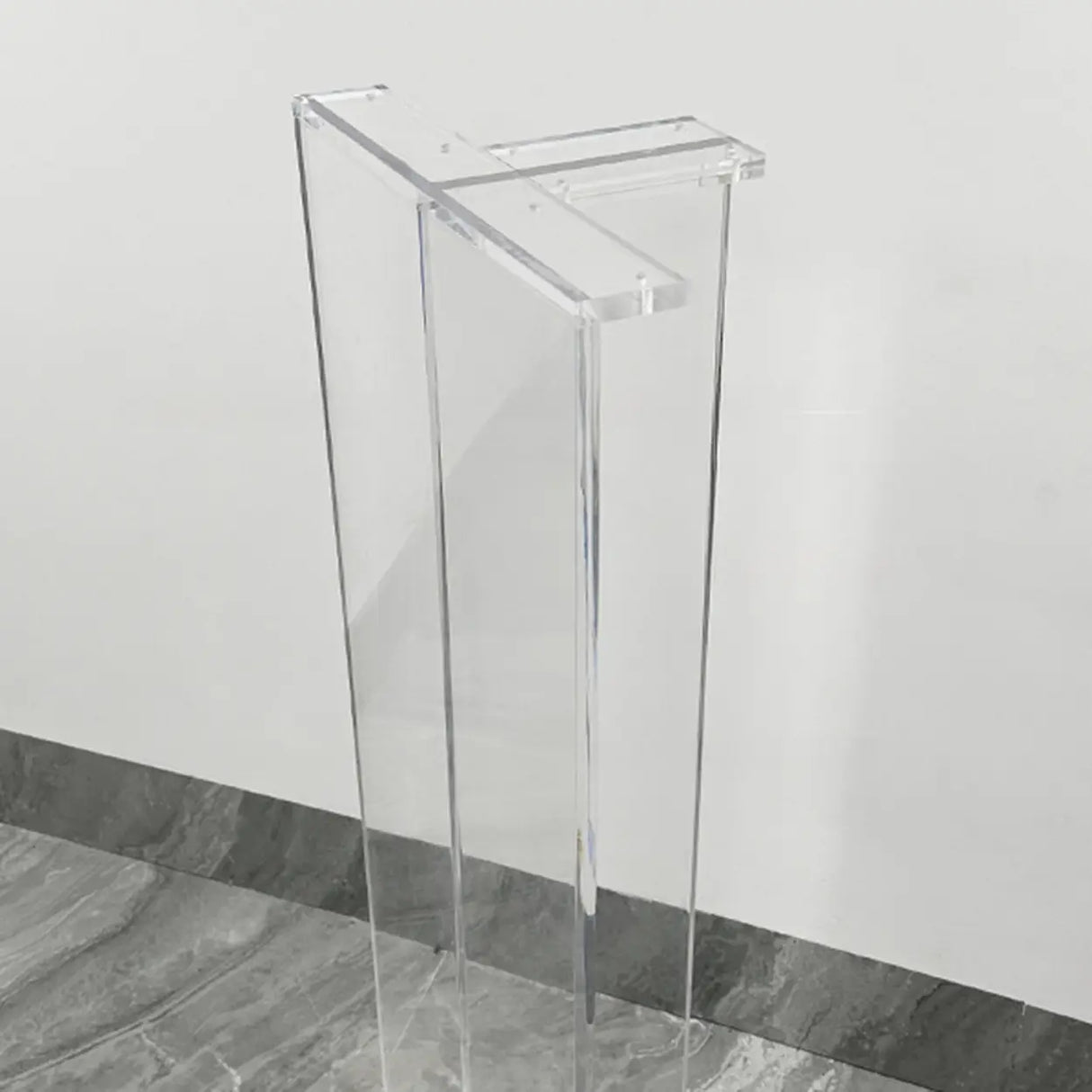 Natural Wood Rectangular Clear Acrylic Legs Console Table Image - 7