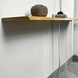 Natural Wood Rectangular Clear Acrylic Legs Console Table Image - 8