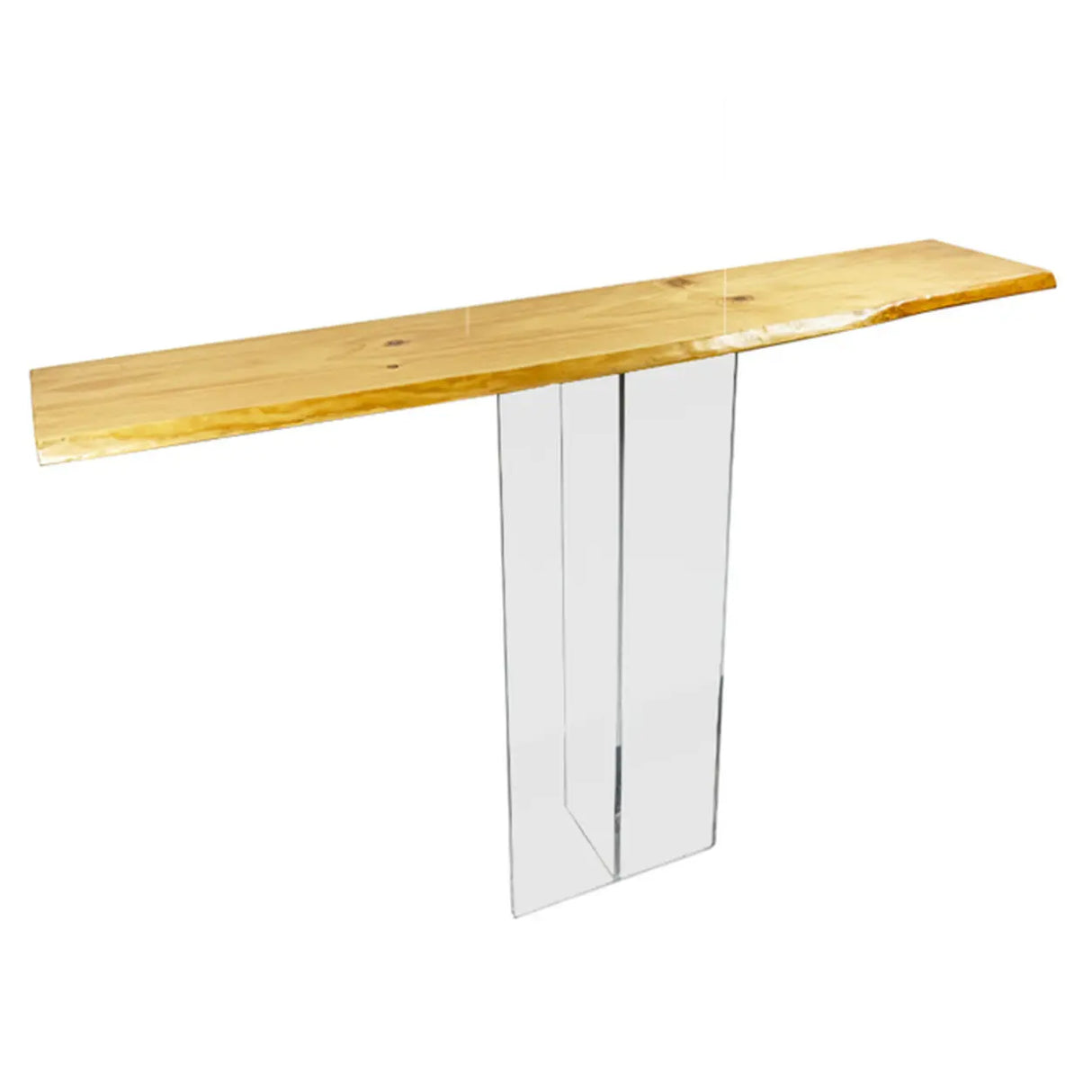 Natural Wood Rectangular Clear Acrylic Legs Console Table Image - 9