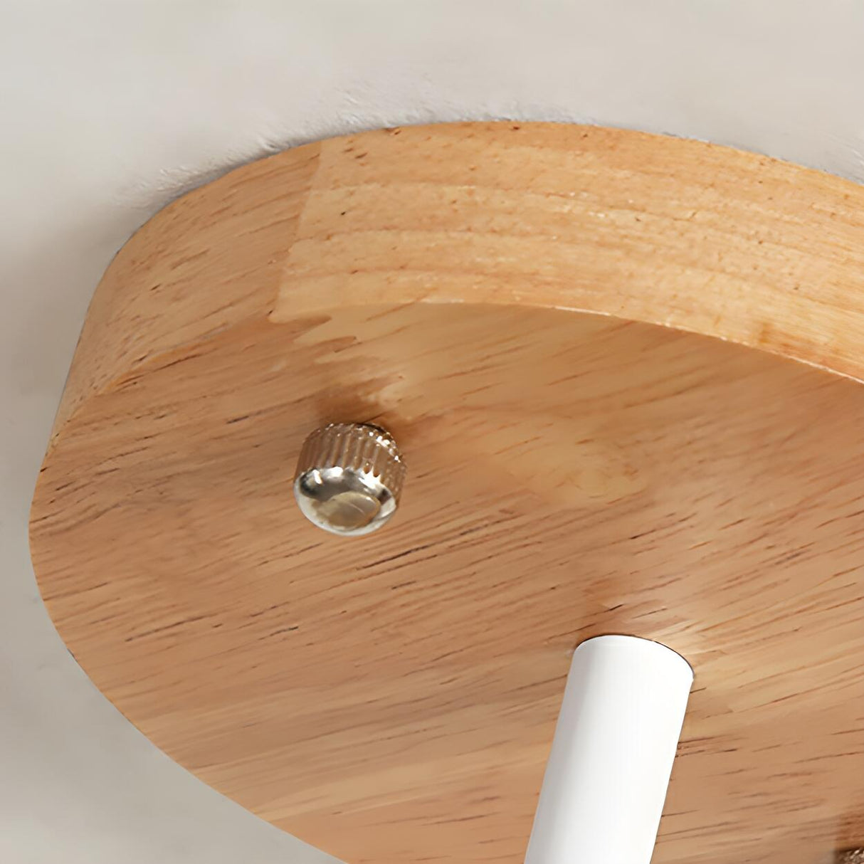Natural Wood Ring Globe Glass Semi-Flush Mount Light Image - 10