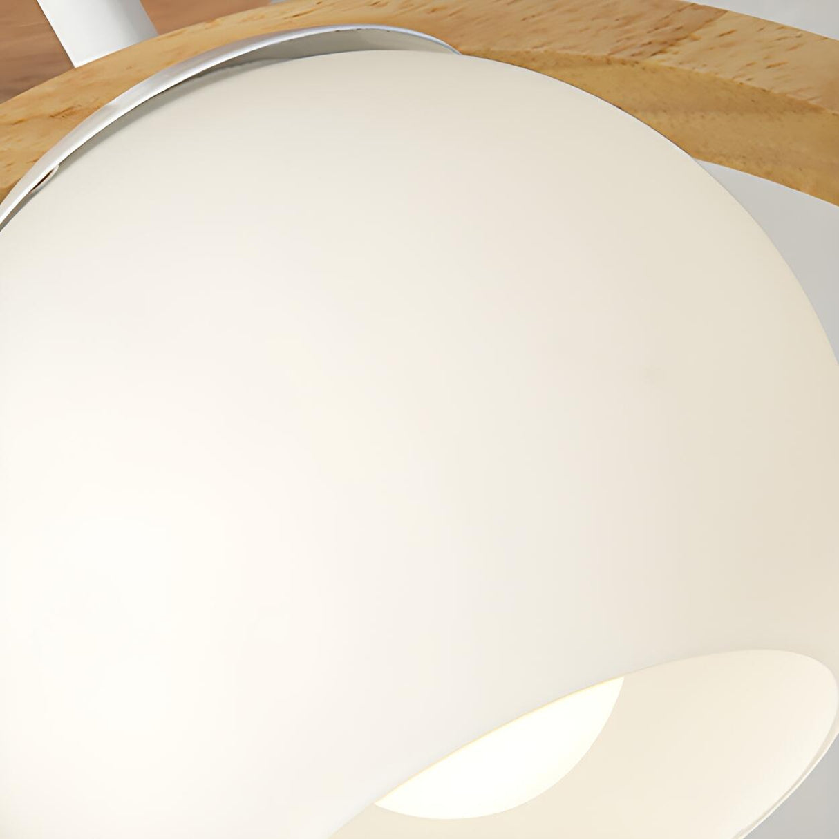 Natural Wood Ring Globe Glass Semi-Flush Mount Light Image - 9