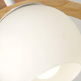 Natural Wood Ring Globe Glass Semi-Flush Mount Light Image - 9