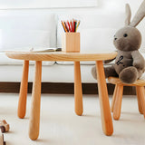 Natural Wood Round Toddler Painting Table Chair Set Image - 1