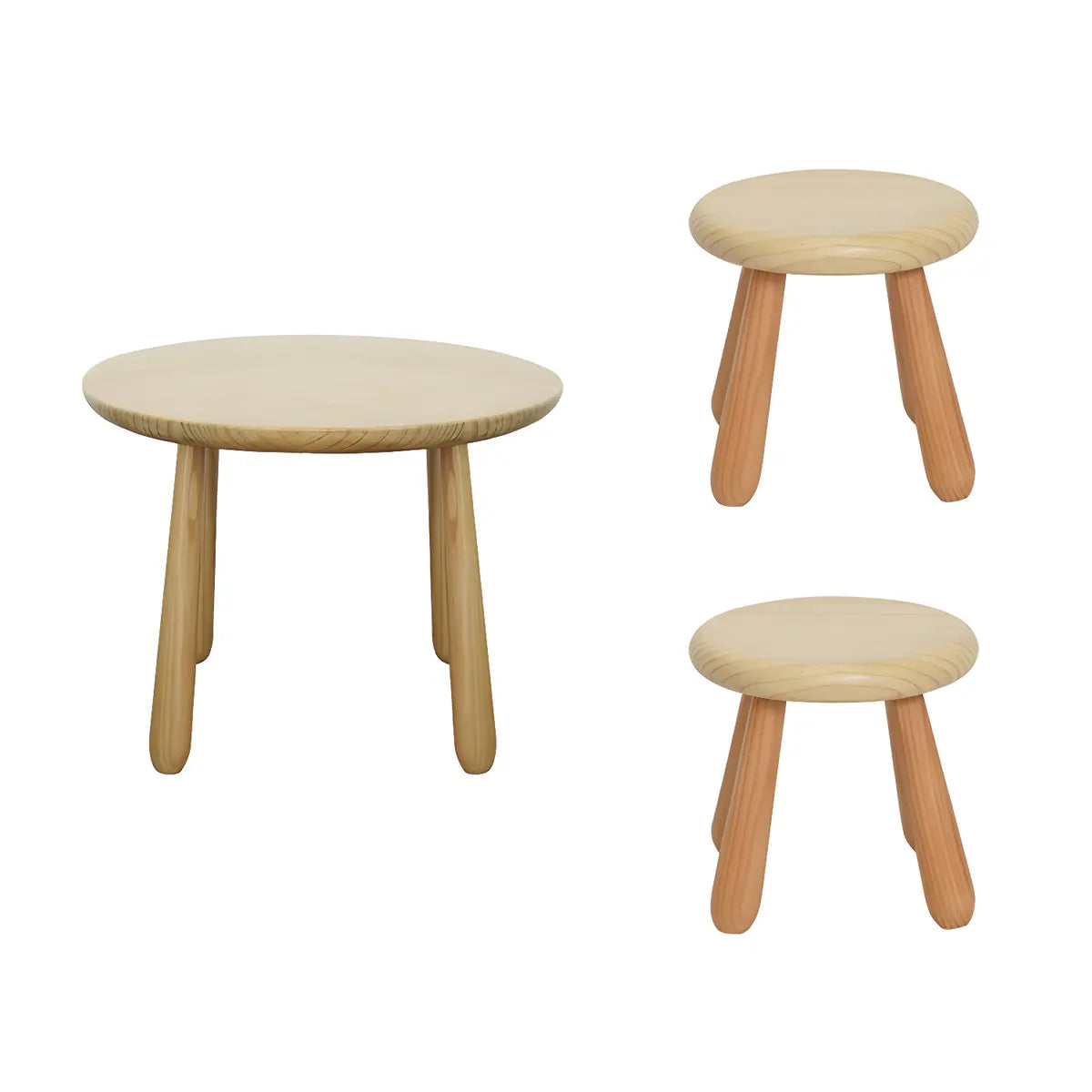 Natural Wood Round Toddler Painting Table Chair Set Image - 10