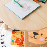 Natural Wood Round Toddler Painting Table Chair Set Image - 11