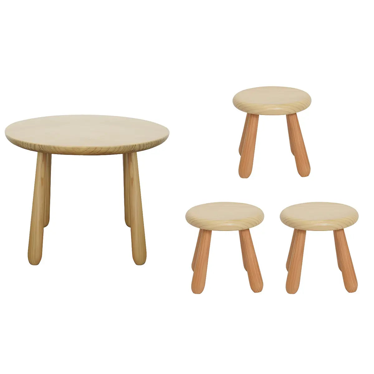 Natural Wood Round Toddler Painting Table Chair Set Image - 12