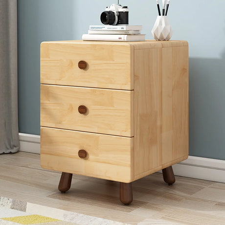 Natural Wood Tip Resistant Drawers Kids Nightstand Image - 2