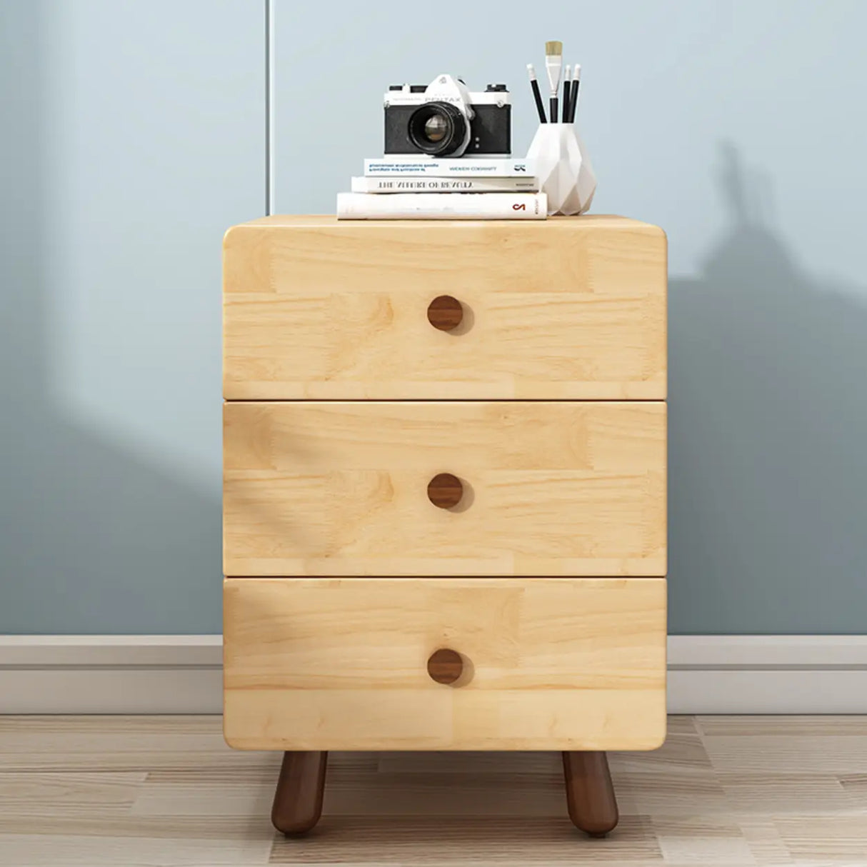 Natural Wood Tip Resistant Drawers Kids Nightstand Image - 3
