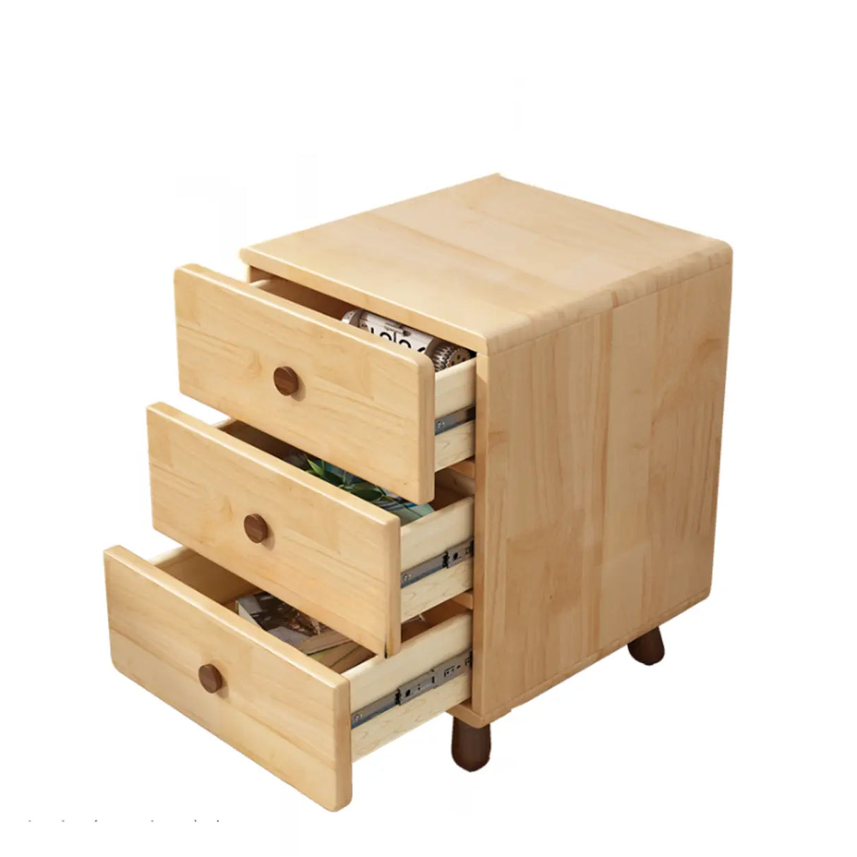 Natural Wood Tip Resistant Drawers Kids Nightstand Image - 4