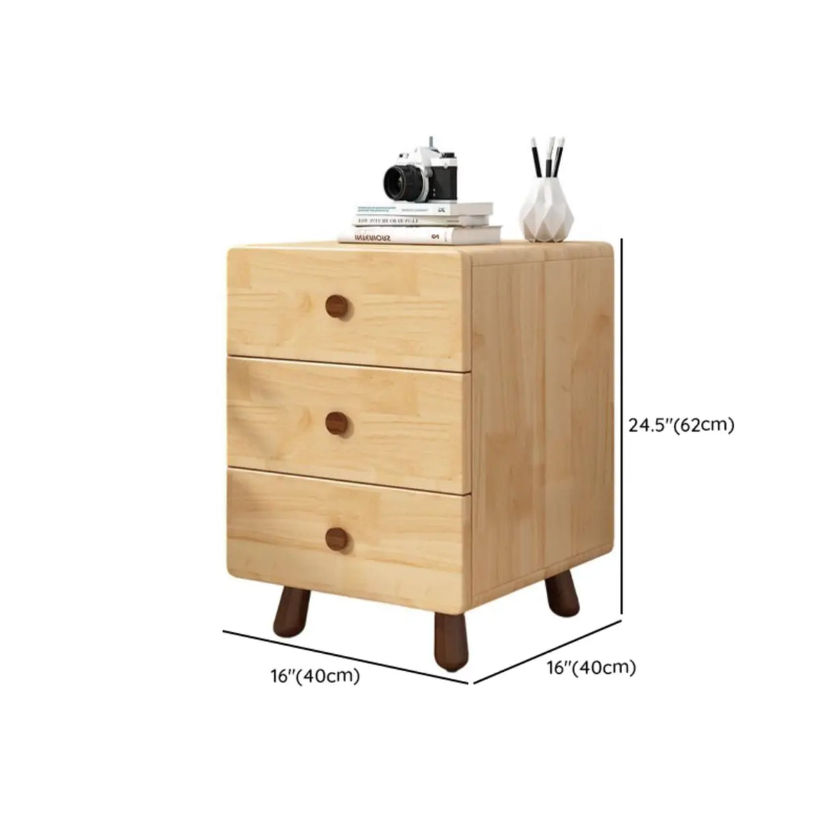 Natural Wood Tip Resistant Drawers Kids Nightstand 
