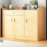 Natural Wood White Cabinets Shelves Open Storage Sideboard Image - 14