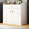 Natural Wood White Cabinets Shelves Open Storage Sideboard Image - 15
