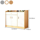Natural Wood White Cabinets Shelves Open Storage Sideboard Image - 25