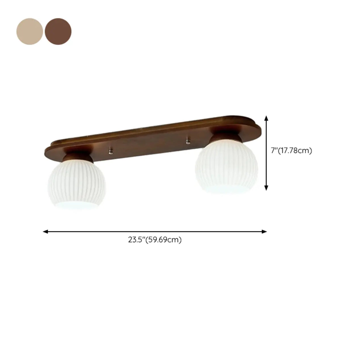 Natural Wooden Dome Glass Flush Mount Light 3-Light Image - 18
