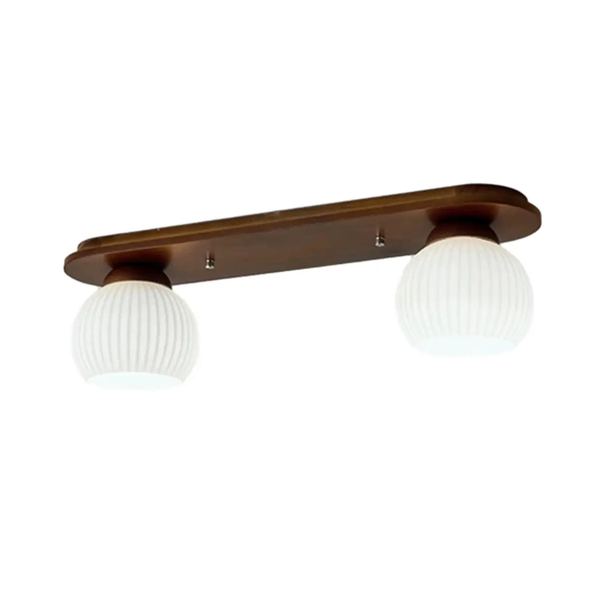 Natural Wooden Dome Glass Flush Mount Light 3-Light Image - 7