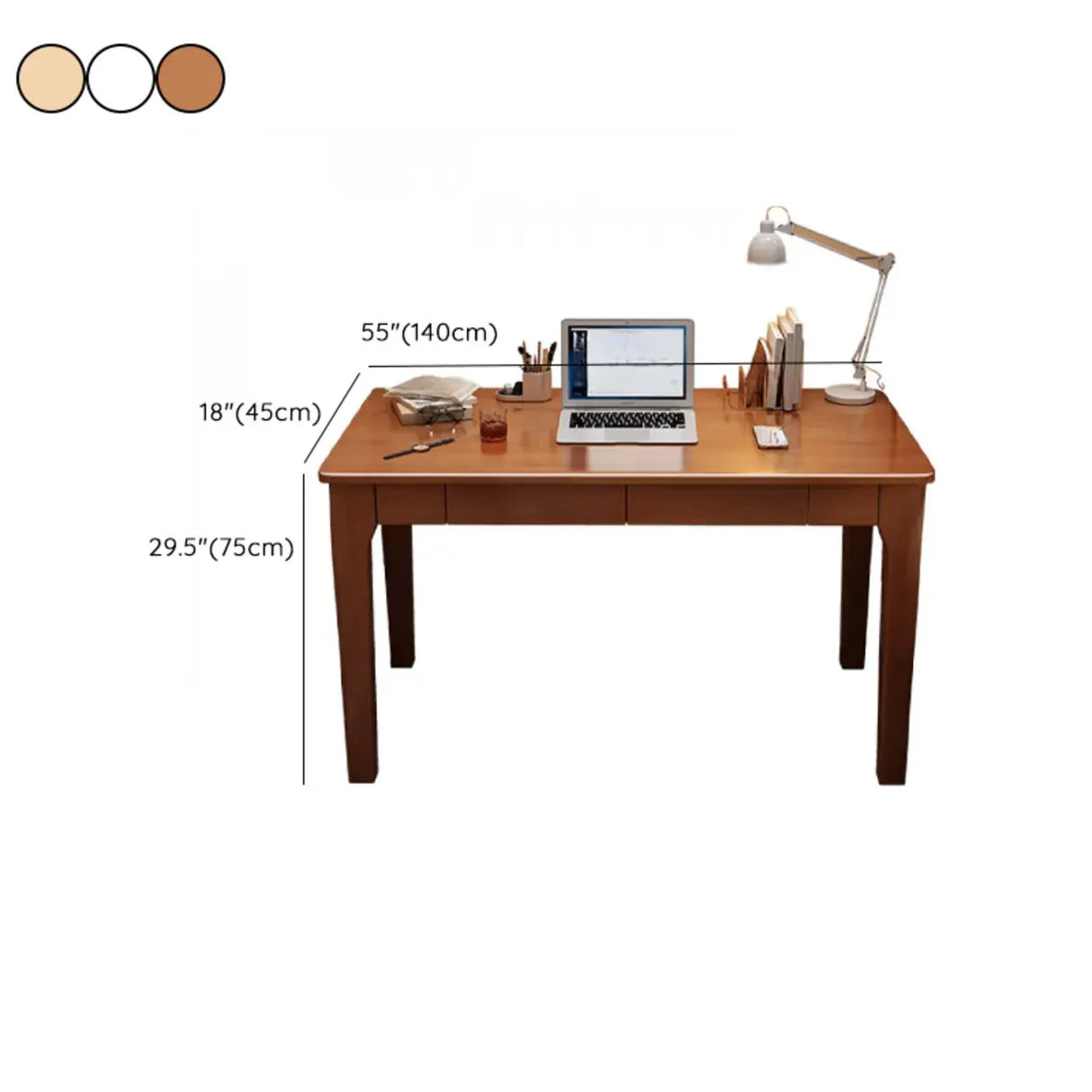 Natural Wooden Drawers Butcher Block Writing Desk Image - 16