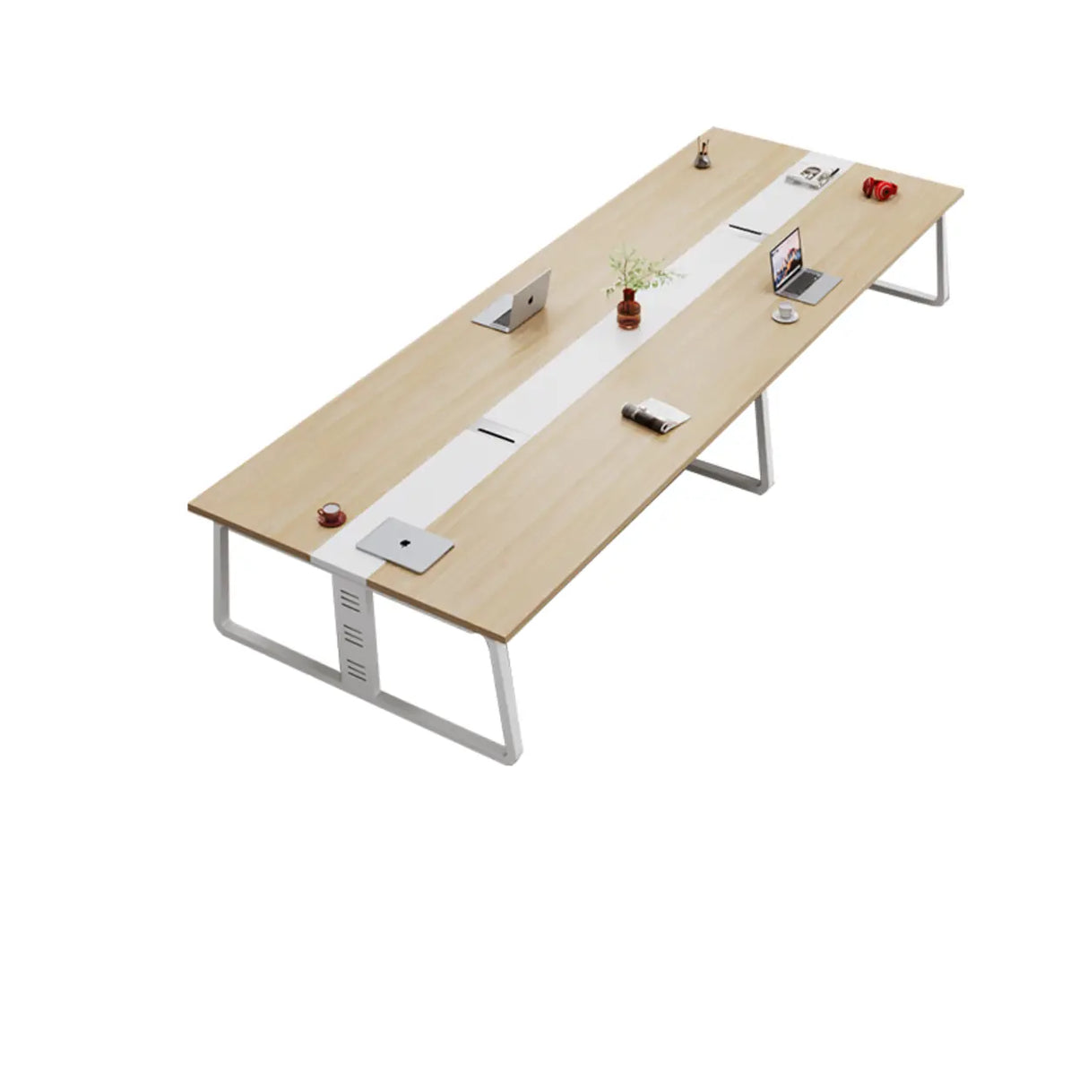 Natural Wooden Finish Ten Person Conference Desk  Image - 10