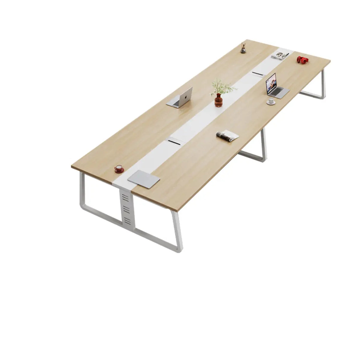 Natural Wooden Finish Ten Person Conference Desk  Image - 11