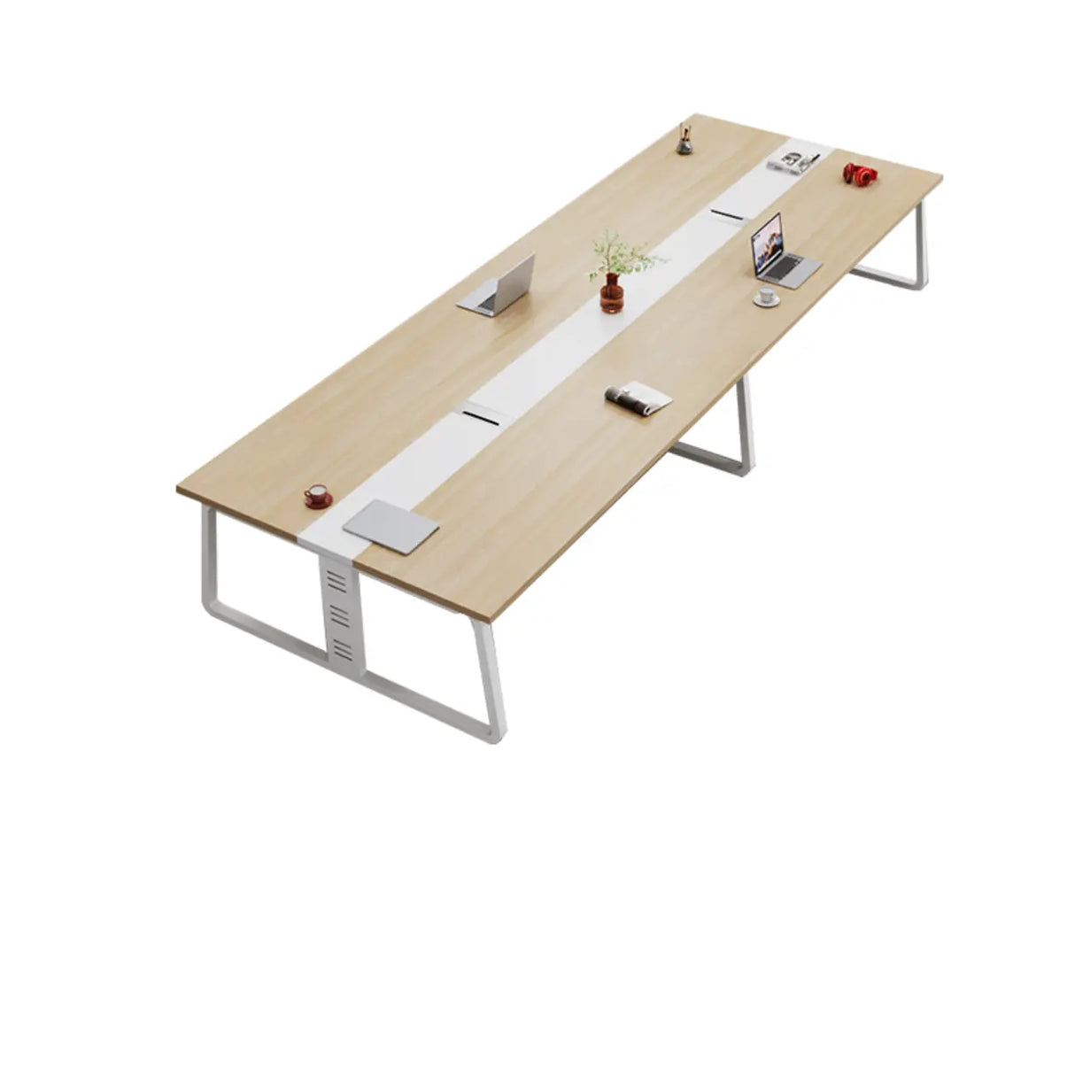 Natural Wooden Finish Ten Person Conference Desk  Image - 13