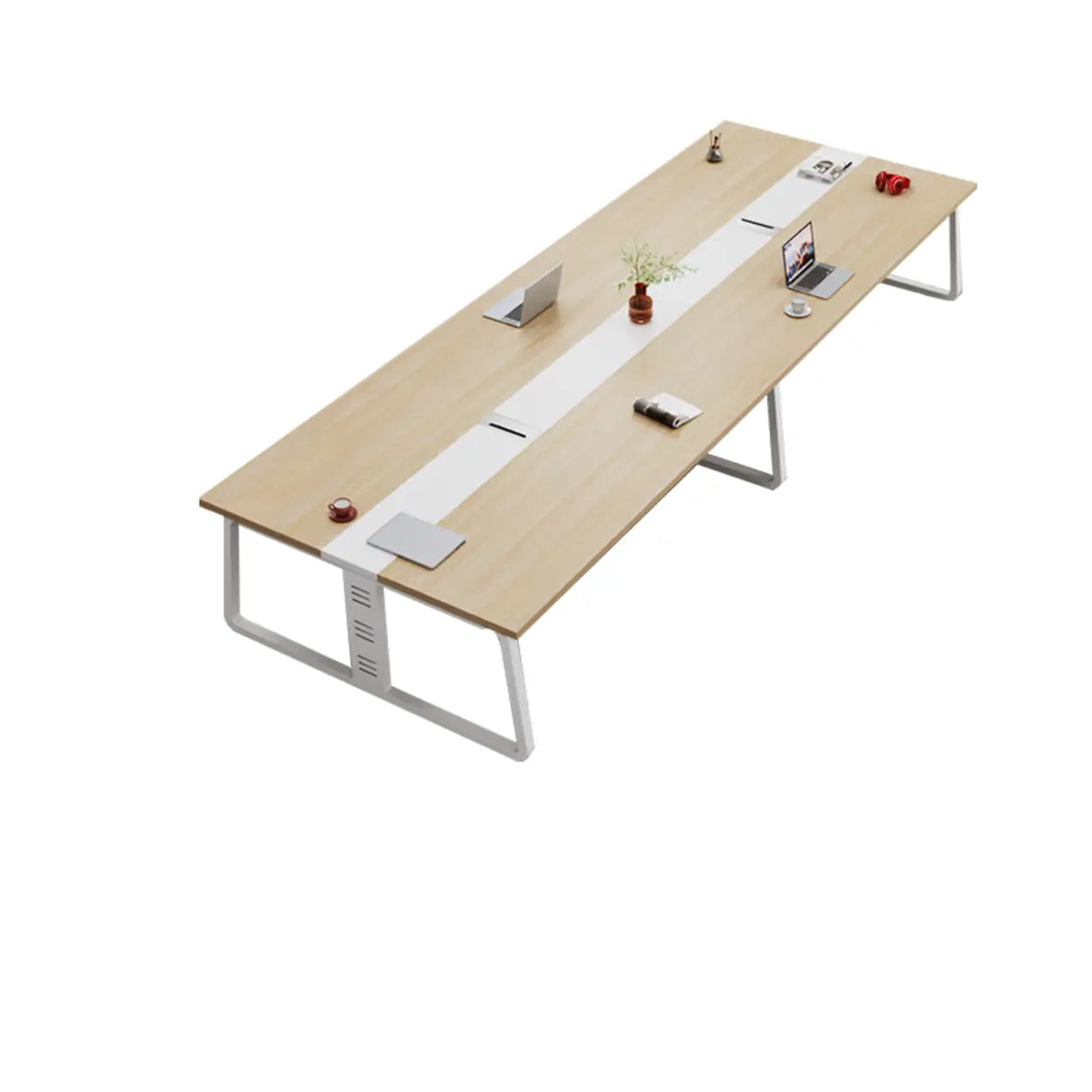 Natural Wooden Finish Ten Person Conference Desk  Image - 14