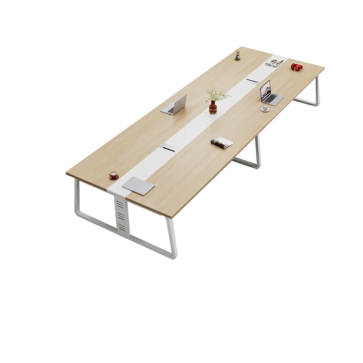 Natural Wooden Finish Ten Person Conference Desk  Image - 15