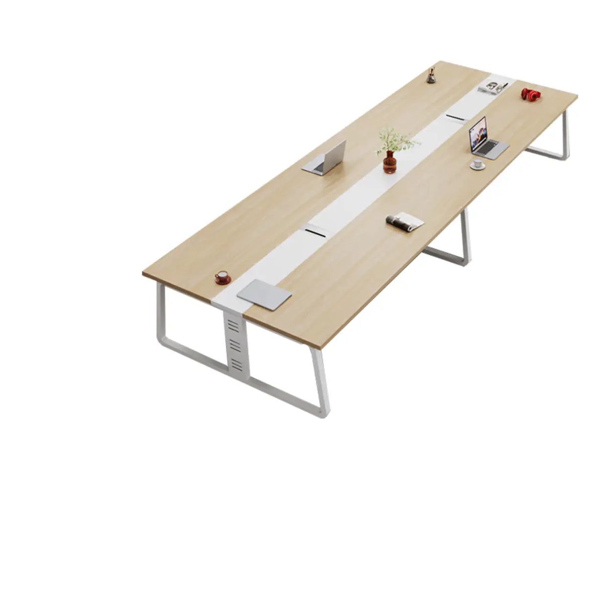 Natural Wooden Finish Ten Person Conference Desk  Image - 16