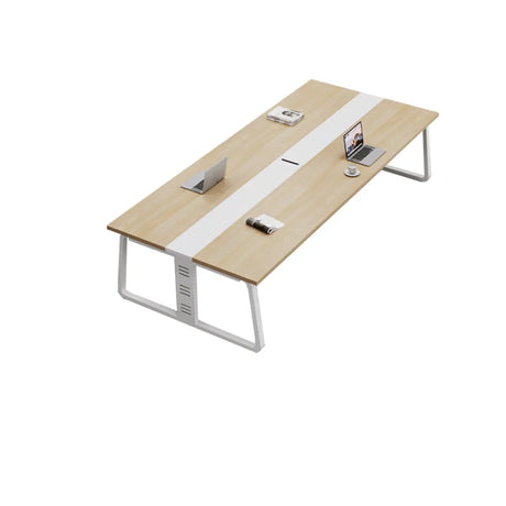 Natural Wooden Finish Ten Person Conference Desk  Image - 2