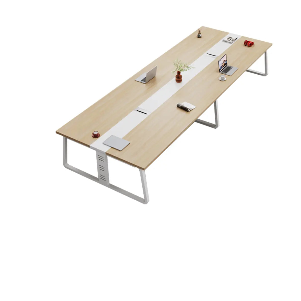 Natural Wooden Finish Ten Person Conference Desk  Image - 5