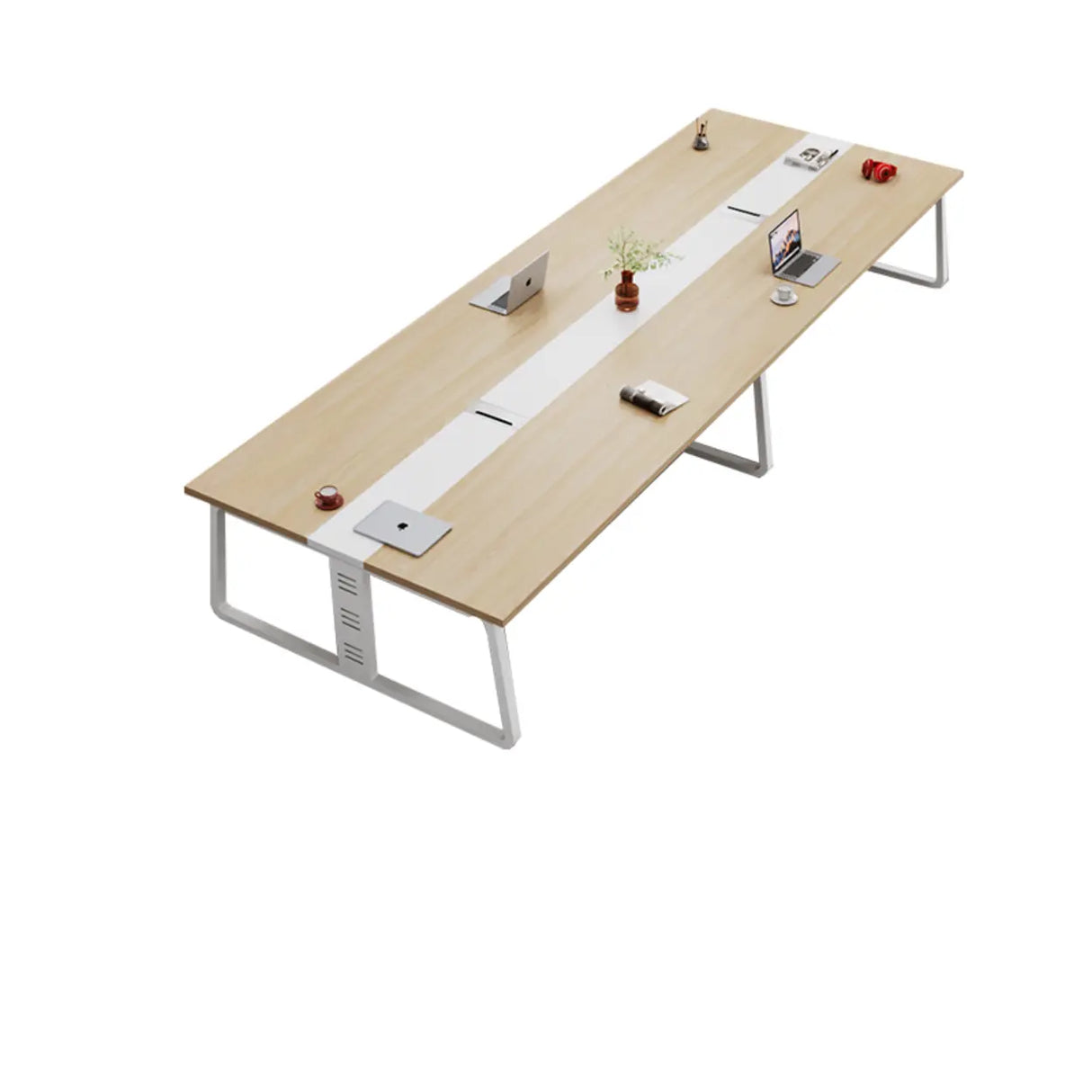 Natural Wooden Finish Ten Person Conference Desk  Image - 7