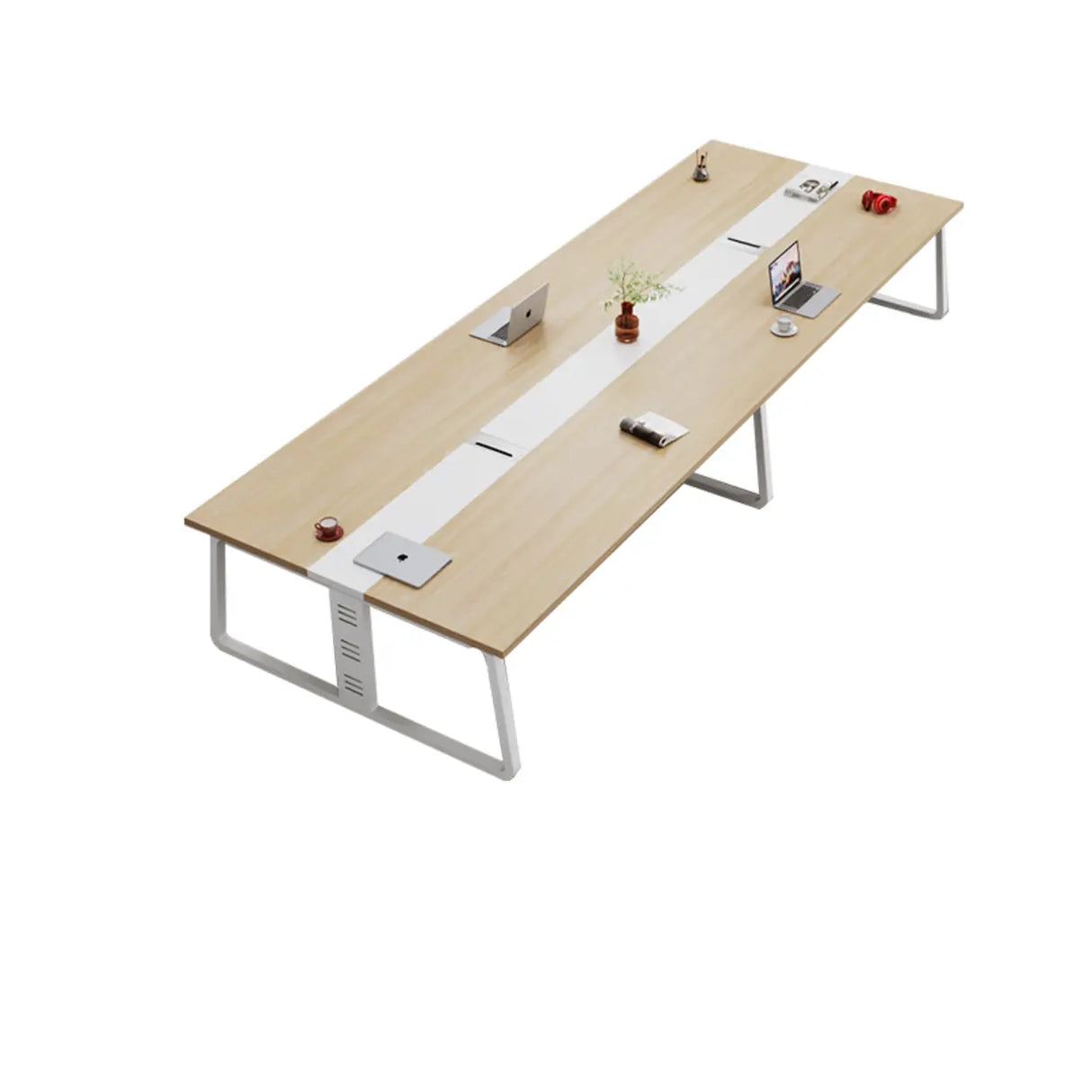 Natural Wooden Finish Ten Person Conference Desk  Image - 9