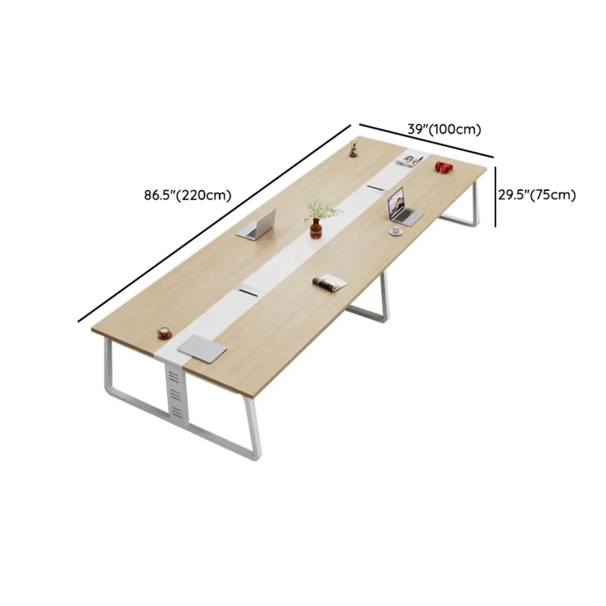 Natural Wooden Finish Ten Person Conference Desk  Image - 26