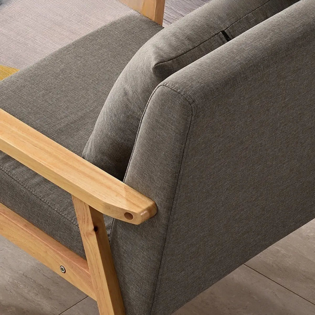 Natural Wooden Frame Grey Fabric Sofa Seating Group Image - 16