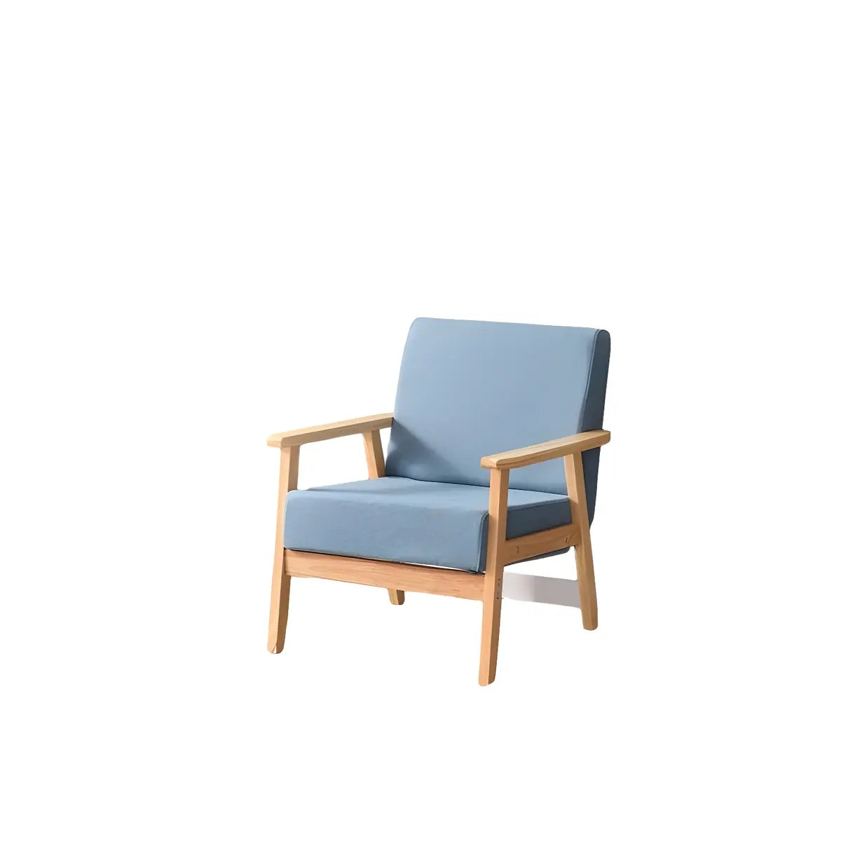 Natural Wooden Frame Grey Fabric Sofa Seating Group Image - 3