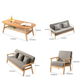 Natural Wooden Frame Grey Fabric Sofa Seating Group Image - 31