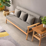 Natural Wooden Frame Grey Fabric Sofa Seating Group Image - 4