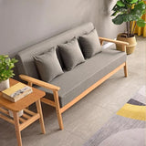 Natural Wooden Frame Grey Fabric Sofa Seating Group Image - 8